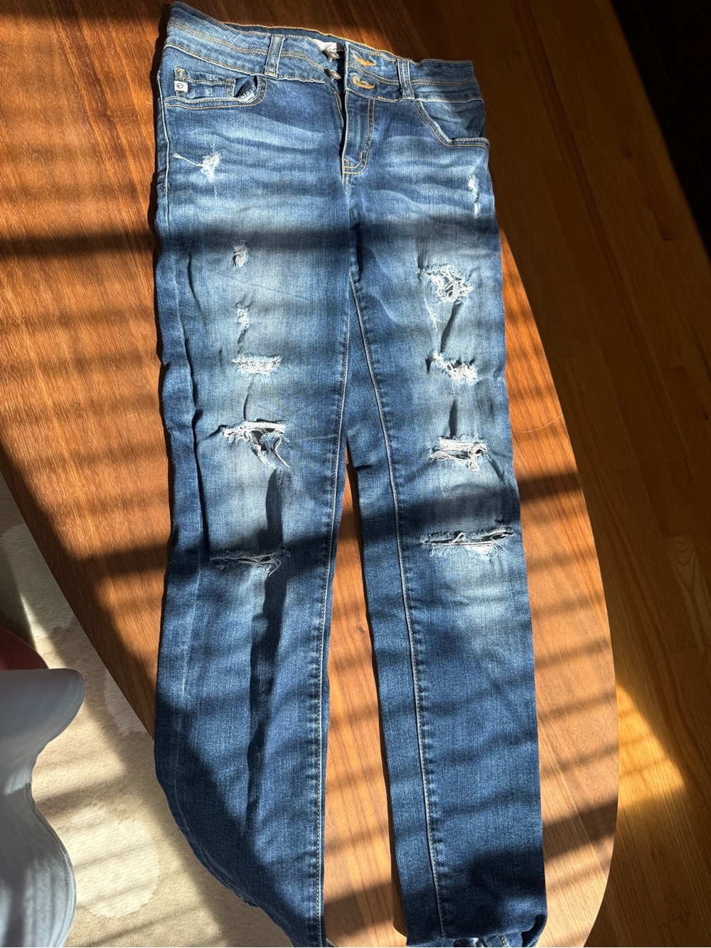 KanCan Distressed Skinny Jeans - Medium Blue Wash